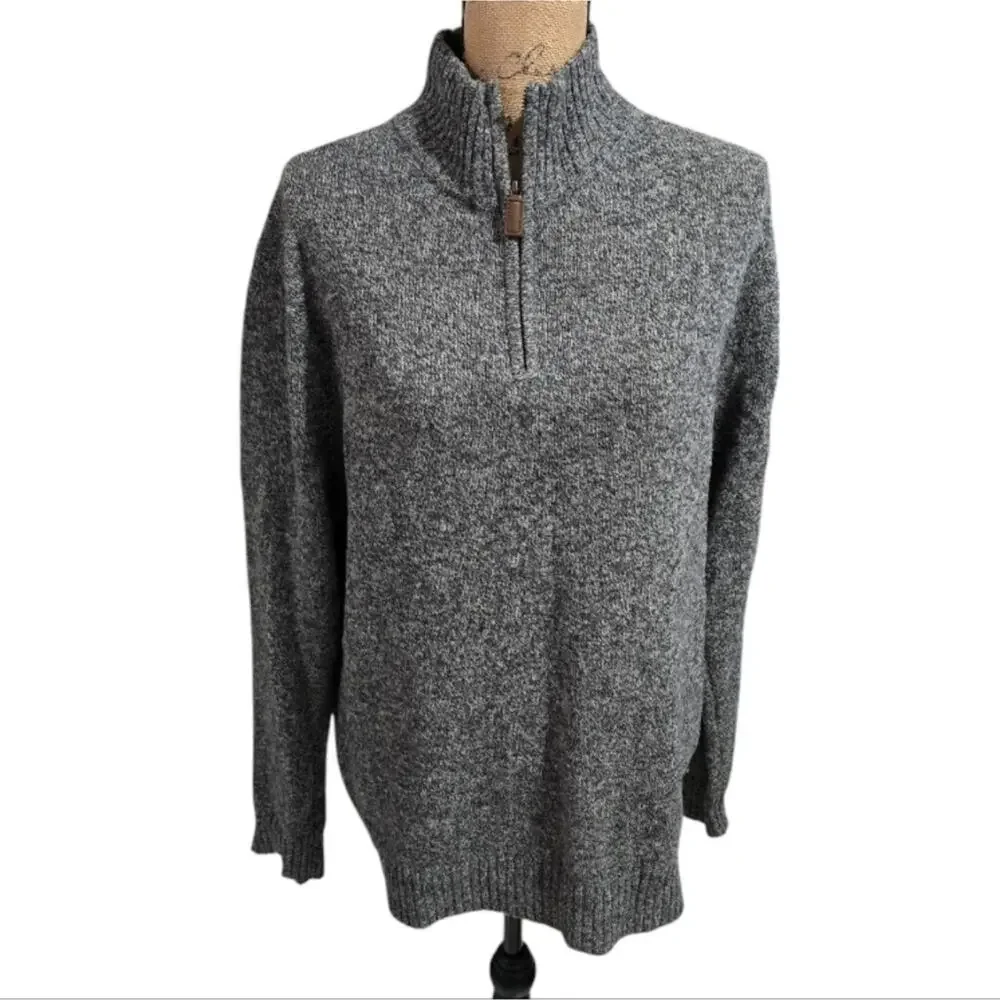 J. Crew 100% Lambs‎ Wool Gray Half-Zip Sweater Men's Size Large